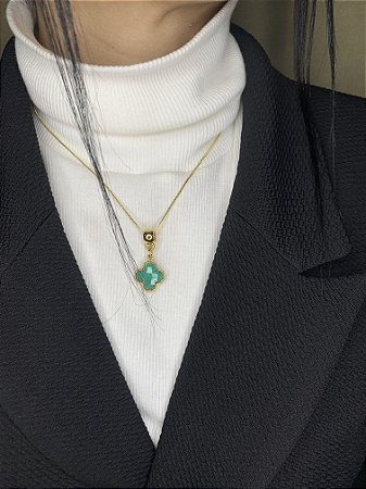 Colar veneziana inspiração van verde cristal