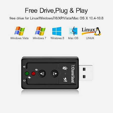 Placa de Som Externa 7.1 Adaptador Usb - CW  SK-71