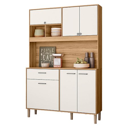 KIT COZINHA NICIOLI ERVA DOCE 1,20M C/ TAMPO 06 PT Freijo/Off White