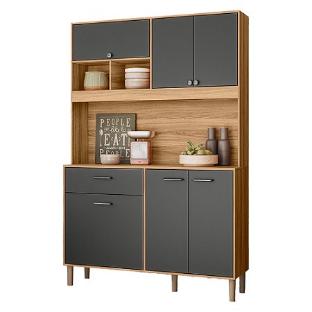 KIT COZINHA NICIOLI ERVA DOCE 1,20M C/ TAMPO 06 PT Freijo/Chumbo