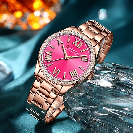Relógio Feminino Curren Rose rosa - Ótica Magnum