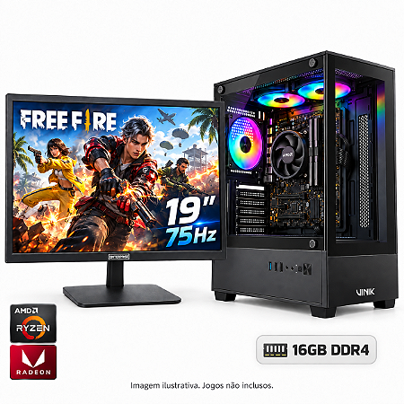 PC Gamer Ryzen 3 3200G Vega 8 16GB DDR4 SSD 240GB + Monitor 19" 75Hz