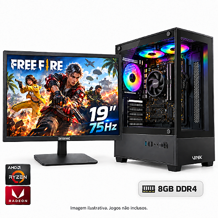 PC Gamer Ryzen 3 3200G Vega 8 8GB DDR4 SSD 240GB + Monitor 19" 75Hz
