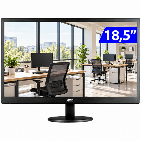 Monitor AOC 18,5″ HD 60Hz HDMI VGA E970SWHNL para Escritório e Home Office