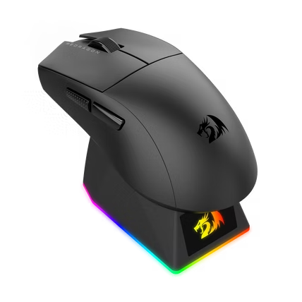 Mouse Gamer Redragon K1NG Ultra M999, Sem Fio, 45000 DPI, 55g, Base Magnética RGB, Preto