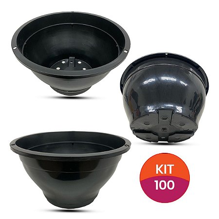 Kit 100 Cuias 21 Preto Resistente Para Suculentas, Cactos, Rosa do Deserto