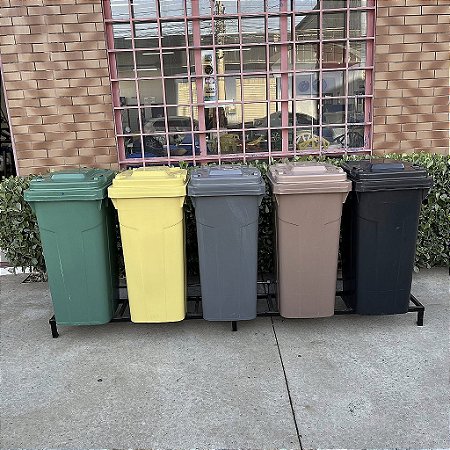 Conjunto de Lixeiras Plásticas Coleta Seletiva 120L com Rodas