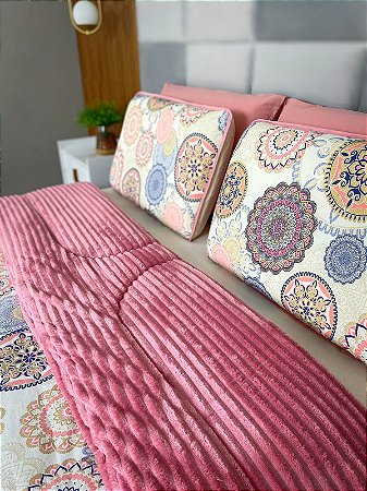 Coberdrom com Fleece Mandala Rose