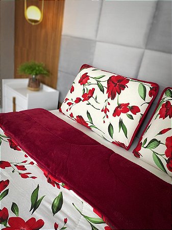 Coberdrom com Fleece Romance Grená