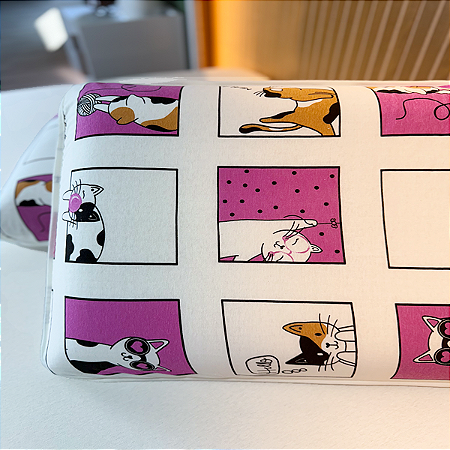 Kit com 2 Fronhas em Malha 100% Algodão Baby Cat Off Gold Home