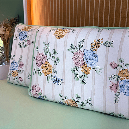 Jogo de Lençol com Elástico em Malha 100% Algodão Lírio Verde Gold Home