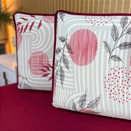 Jogo de Lençol com Elástico em Malha 100% Algodão Abstrata Grená Gold Home