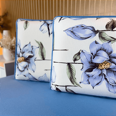 Jogo de Lençol com Elástico em Malha 100% Algodão Flor de Chá Azul Gold Home