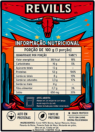 Revills Beef Jerky - Sabor Super Apimentado 250 Gramas