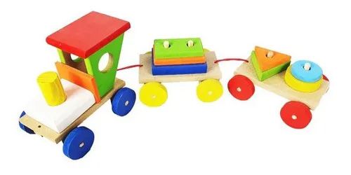 Trem Educativo Pedagógico 7 Peças Geométricas Brinquedo