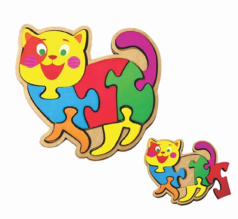 Quebra Cabeça Infanti Pedagógico Gato Colorido Brinquedo