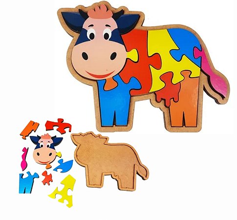 Brinquedos Educativos Kit 4 Quebra-Cabeças de Animais Madeira Infantil  Pedagógico