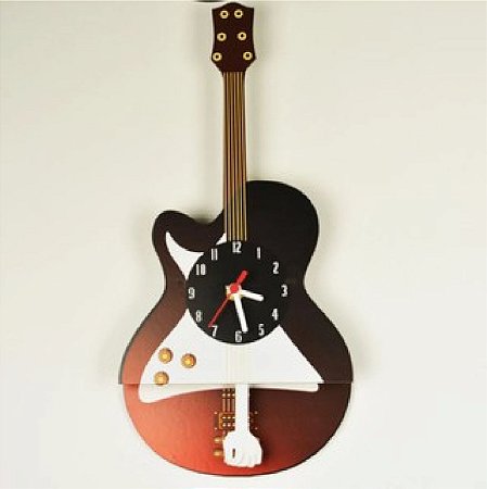 Relógio De Parede Mdf Com 2 Pêndulos Guitarra Promoção Rock