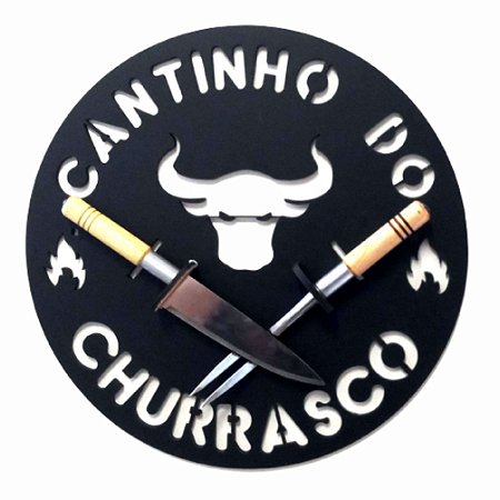 Placa Decorativa Cantinho do Churrasco com Suporte para Faca e Garfo Churrasqueira