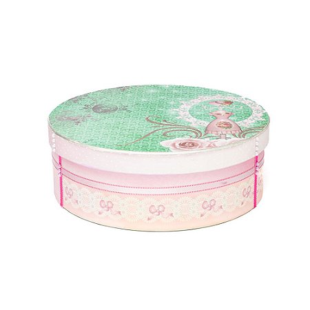 Caixa Redonda Rosa Patchwork
