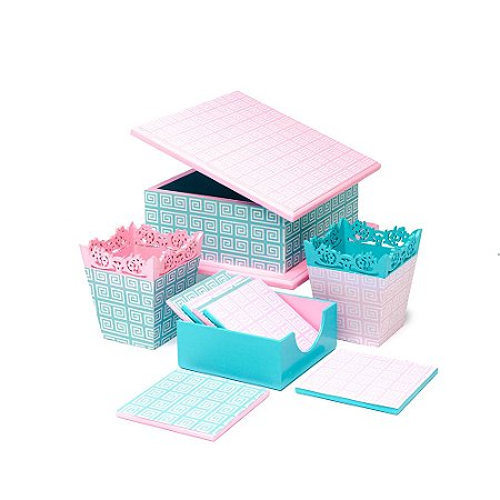 KIT Caixa, Vasos e Porta Copos MDF JOY ARTESANATO