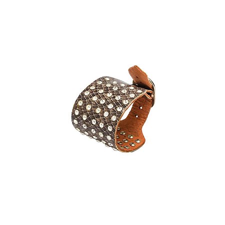 Bracelete Couro Zircônia  MARCA INDEFINIDA