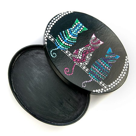 Caixa Oval de Gatinhos - JOY ARTESANATO