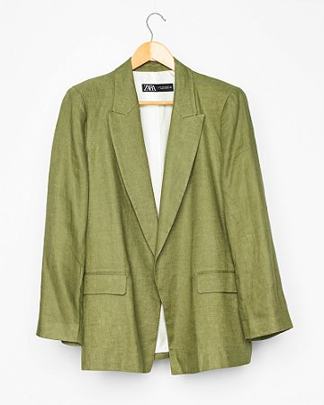 Blazer de linho verde musgo ZARA