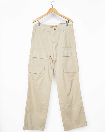 Calça Jeans Cargo Areia