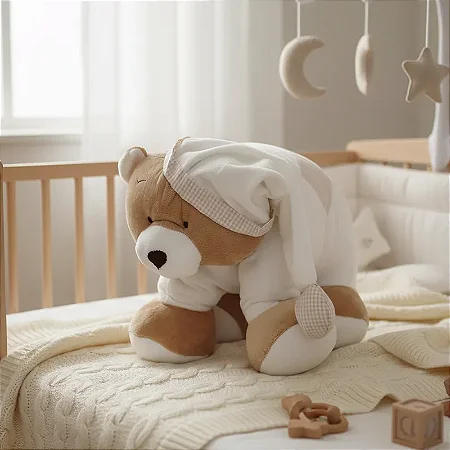Pelúcia Infantil Que Vira Travesseiro Urso Nino Creme - Zip
