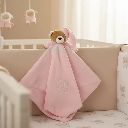 Naninha Com Prendedor de Chupeta Urso Nino Rosa Bebê- Zip