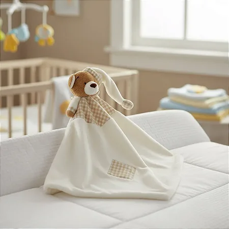 Naninha Para Bebê Com Prendedor de Chupeta Urso Nino Bege - Zip