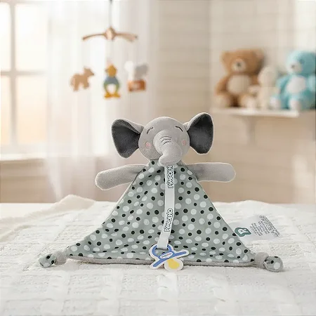 Naninha Bebê Com Prendedor De Chupeta Elefantinho Pimpolho