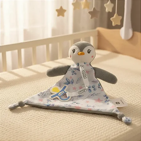 Naninha Bebê Com Prendedor De Chupeta Pinguim - Pimpolho