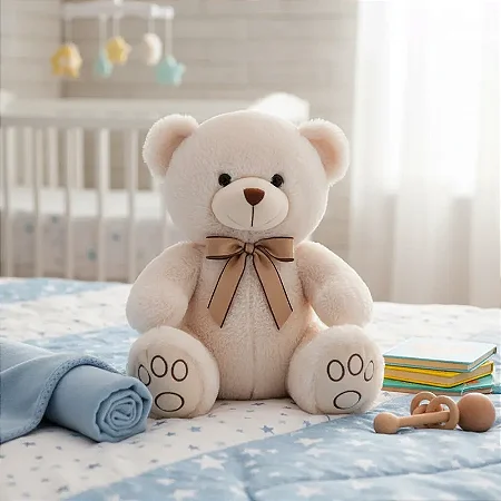Pelúcia Infantil Ursinho Carinho Creme - Buba