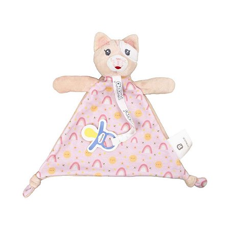 Naninha com Prendedor de Chupeta Gatinha Rosa - Pimpolho