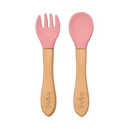 Talheres em Silicone e Bambu Rosa - Buba