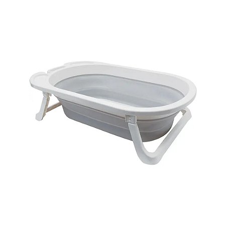 Banheira Portátil Dobrável Cinza - Buba