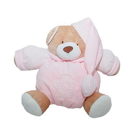Pelúcia Urso Nino com Chocalho Antialérgico Rosa Bebê - Zip