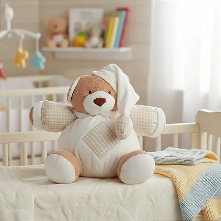 Pelúcia Urso Nino com Chocalho Antialérgico Marfim - Zip