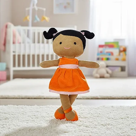 Pelúcia Boneca De Pano Lavável Antialérgica Juju Negra - Zip