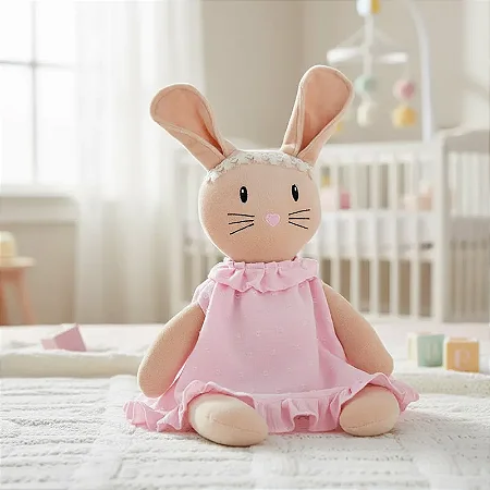 Pelúcia Boneca de Pano Lavável Antialérgica Coelhinha Belinha - Zip