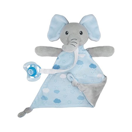 Naninha com Prendedor de Chupeta Elefante Azul - Buba
