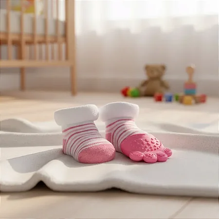 Meia com Mordedor de Silicone Massageador de Gengiva Rosa - Buba