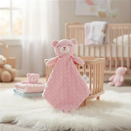 Naninha Bebê com Plush Texturizado Ursinho Rosa - Pimpolho