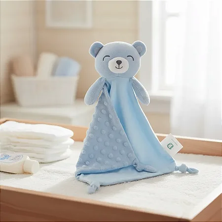 Naninha Bebê com Plush Texturizado Ursinho Azul - Pimpolho