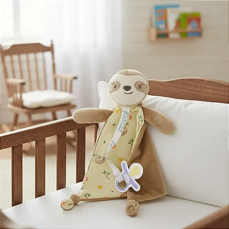 Naninha com Prendedor de Chupeta Bicho Preguiça - Pimpolho