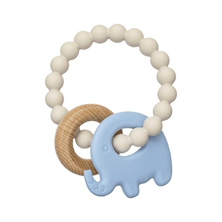 Mordedor em Silicone e Bambu Elefante Azul - Buba