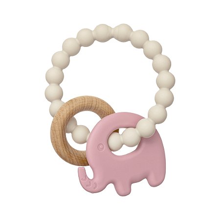 Mordedor em Silicone e Bambu Elefante Rosa - Buba