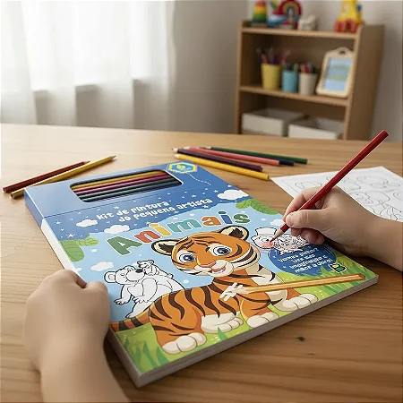 Livro Infantil de Pintura Pequeno Artista: Animais - 80 Pág.